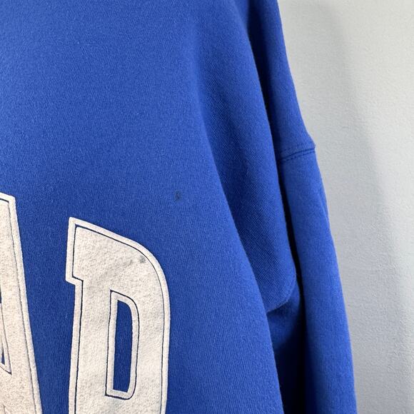The Bar Blue Varsity Sweatshirt Fleece Crew Neck Drop Shoulder Pullover L Large - Picture 3 of 7